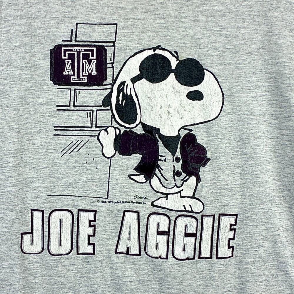 VTG 80s Artex Joe Cool Snoopy Texas A&M Shirt Mens XL Single Stitch Peanuts USA